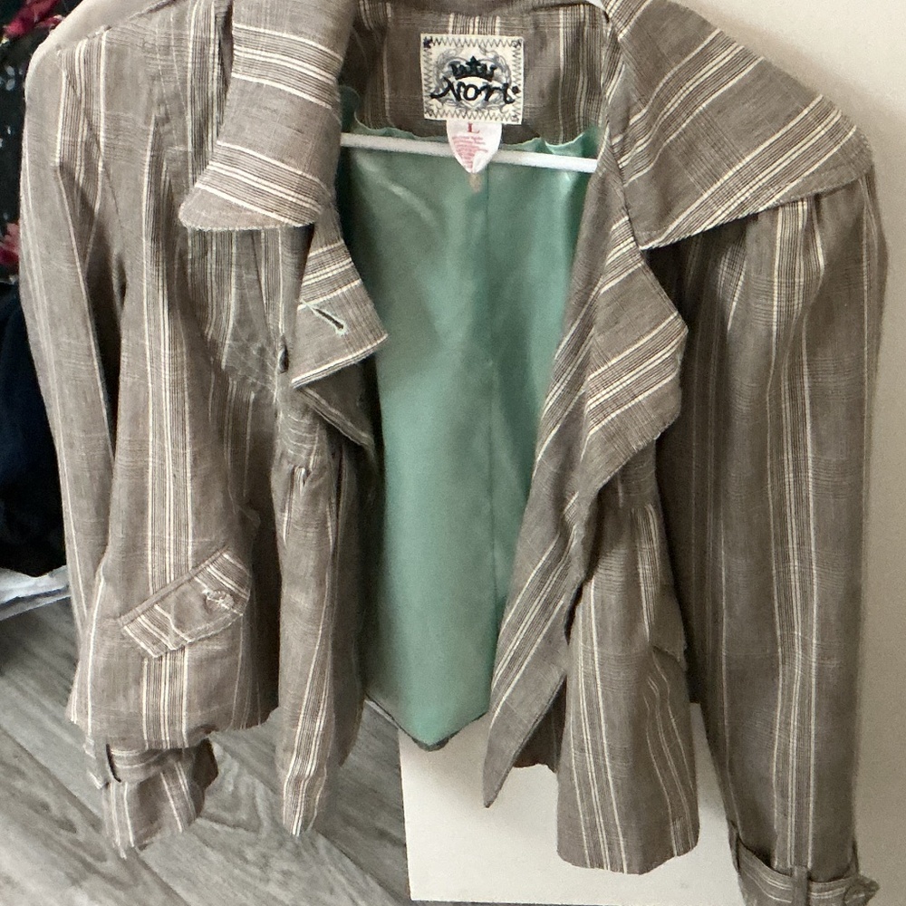 Babydoll striped jacket y2k vintage 1990 plaid  size large